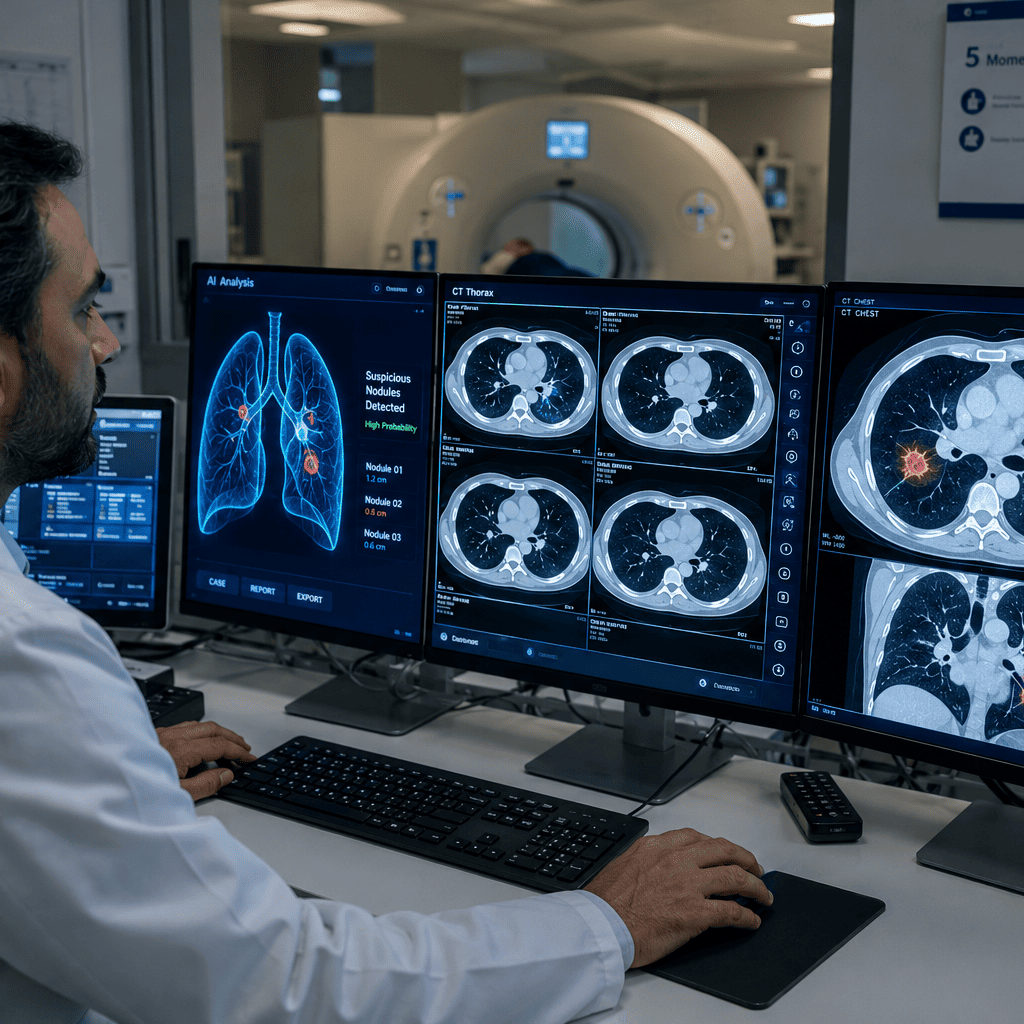 AI analyzing medical images for disease detection