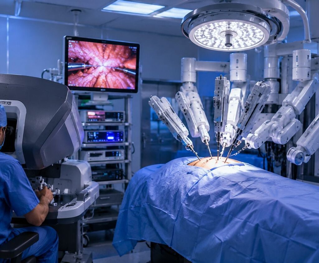 Components of the Da Vinci Surgical System during robotic surgery
